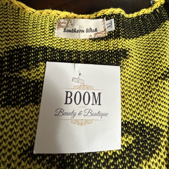 Yellow & black leopard print, open cardigan - Picture 4 of 5